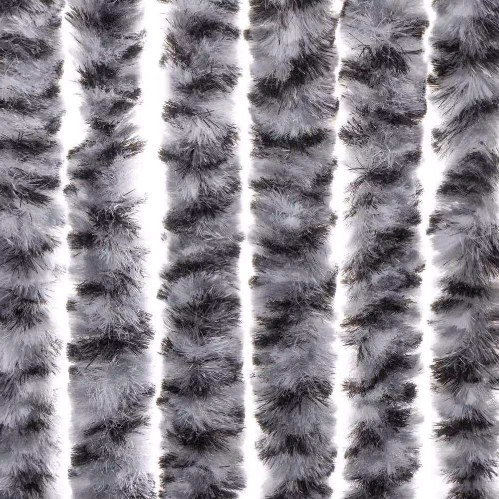 Berkfield Home Striped Chenille Fly Curtain in Grey, Black and White, W: 100 cm, H: 220 cm – 6
