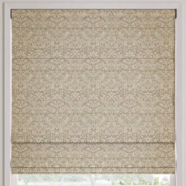 William Morris At Home Strawberry Thief Woven Blackout Roman Blind in Sage Green Floral Design
