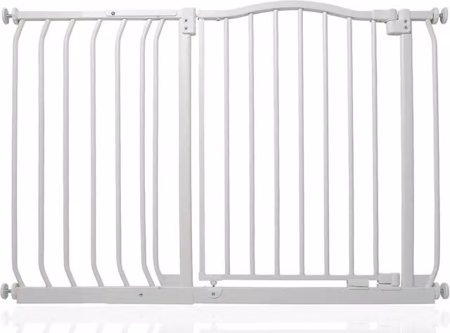 Safetots Extendable Curved Top Safety Gate in White for Doors and Stairs