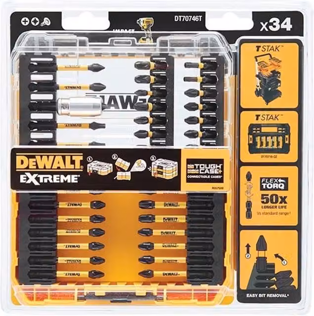 DeWalt Flextorq 34 Piece Screwdriver Bit Set, Multi Colour