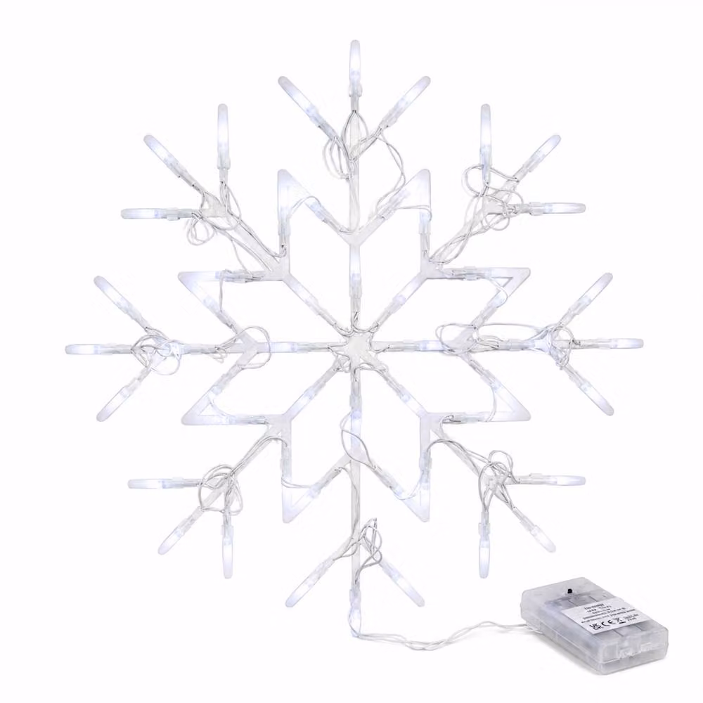 Samuel Alexander White Battery Operated Light Up Christmas Snowflake Pendant, 34 cm – 3
