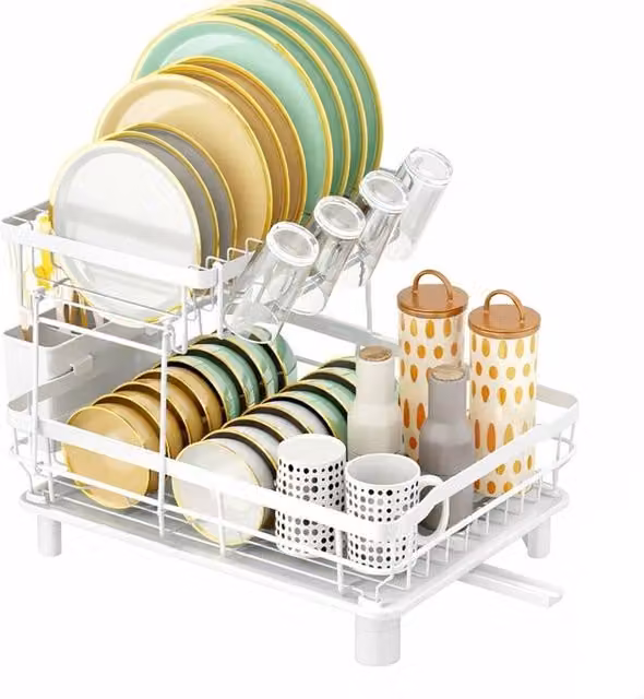 PAWNORA 2 Tier Dish Drainer Holder in White – 1