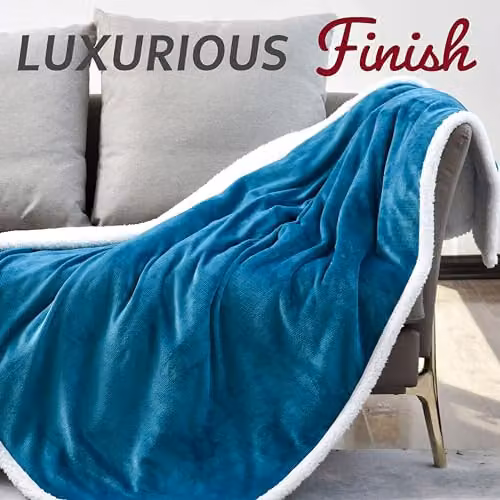GlamHaus Heated Fleece Electric Throw Blanket in Light Blue, W/D/H: 160 x 130 cm – 5