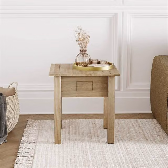 Kelvenix Modern Solid Wood Side Table in Brown, W/D/H: 50 x 50 x 52 cm – 1