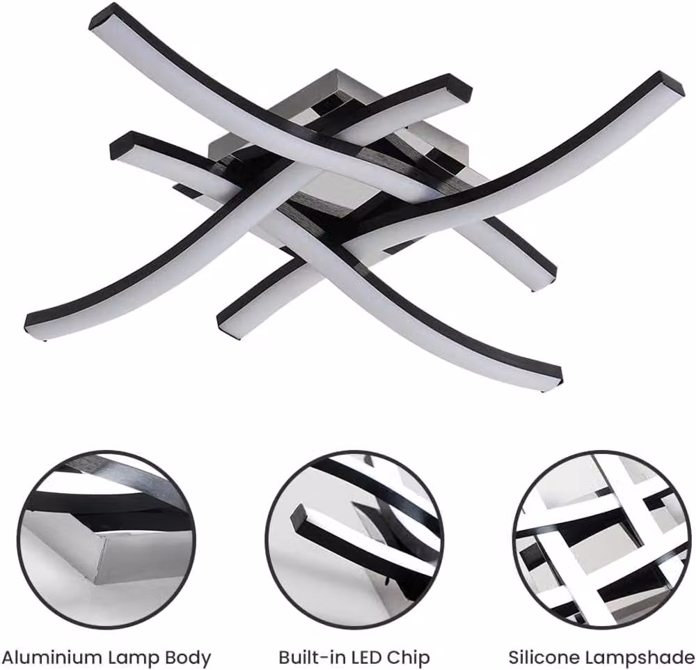 Goeco Modern Square LED Ceiling Light, 24 W, 6500 K Cool White, Black – 5
