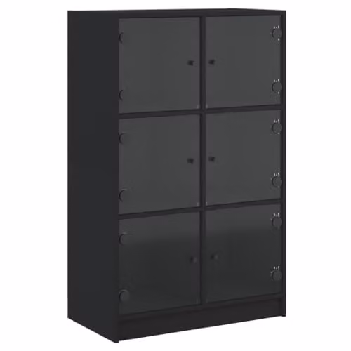 vidaXL Modern Highboard with Hinged Doors in Black MDF, W/D/H: 68 x 37 x 109 cm