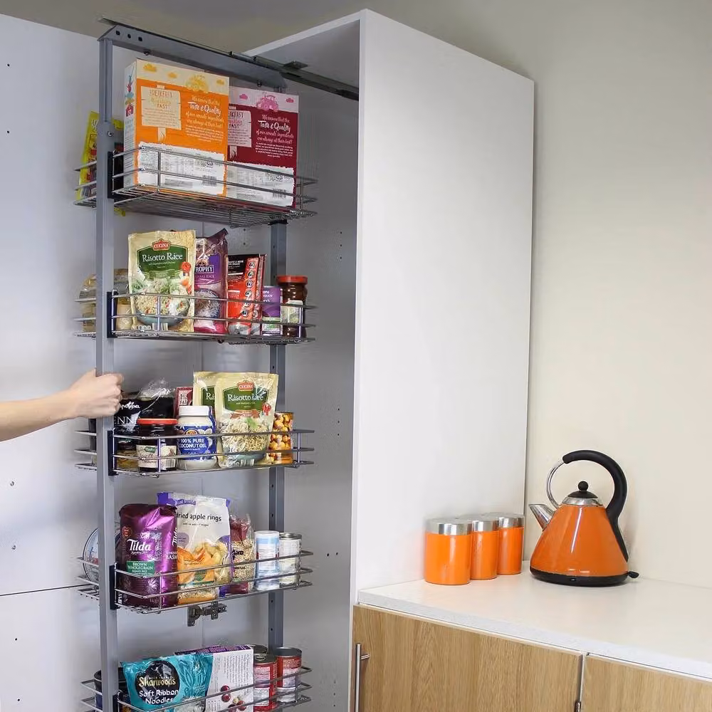 Monstershop KuKoo Pull Out Soft Close Kitchen Larder in Silver, Depth: 46 cm, Height: 190 cm – 4
