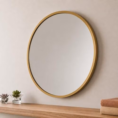 SPOT ON DEALZ Round Gold Metal Wall Mirror, Diameter: 40 cm – 2