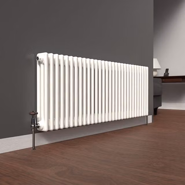 Lux Heat Horizontal 3 Column Steel Radiator in White, W: 137 cm, H: 50 cm