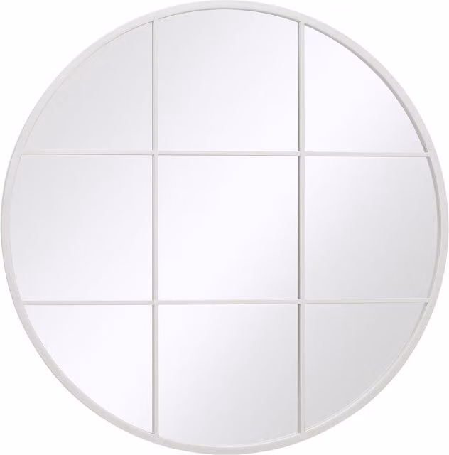 MirrorOutlet Circulus Round Wall Mirror in White, Diameter: 100 cm