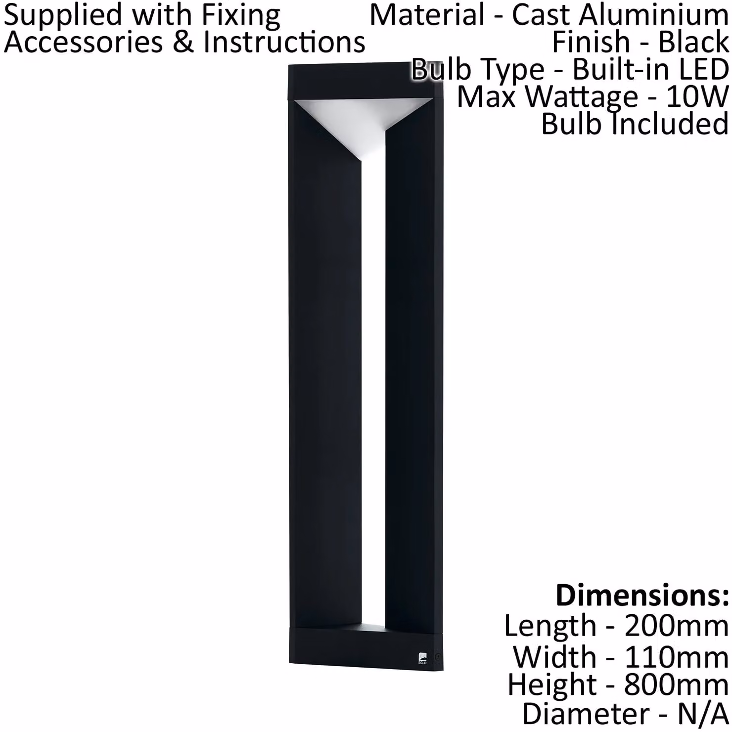 Loops 2 Pack Modern Black Aluminium IP54 Outdoor LED Bollard Garden Lights – 2