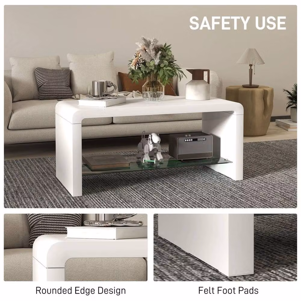 NESTLUNE High Gloss Square Storage Coffee Table in White, W/D: 100 x 100 cm – 2