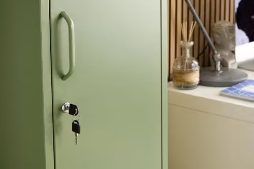 Moderna Metal Locker Cabinet with Lockable Storage and Internal Shelves, Blue and Green, H x W x D: 180 x 38.5 x 38.5 cm – 3