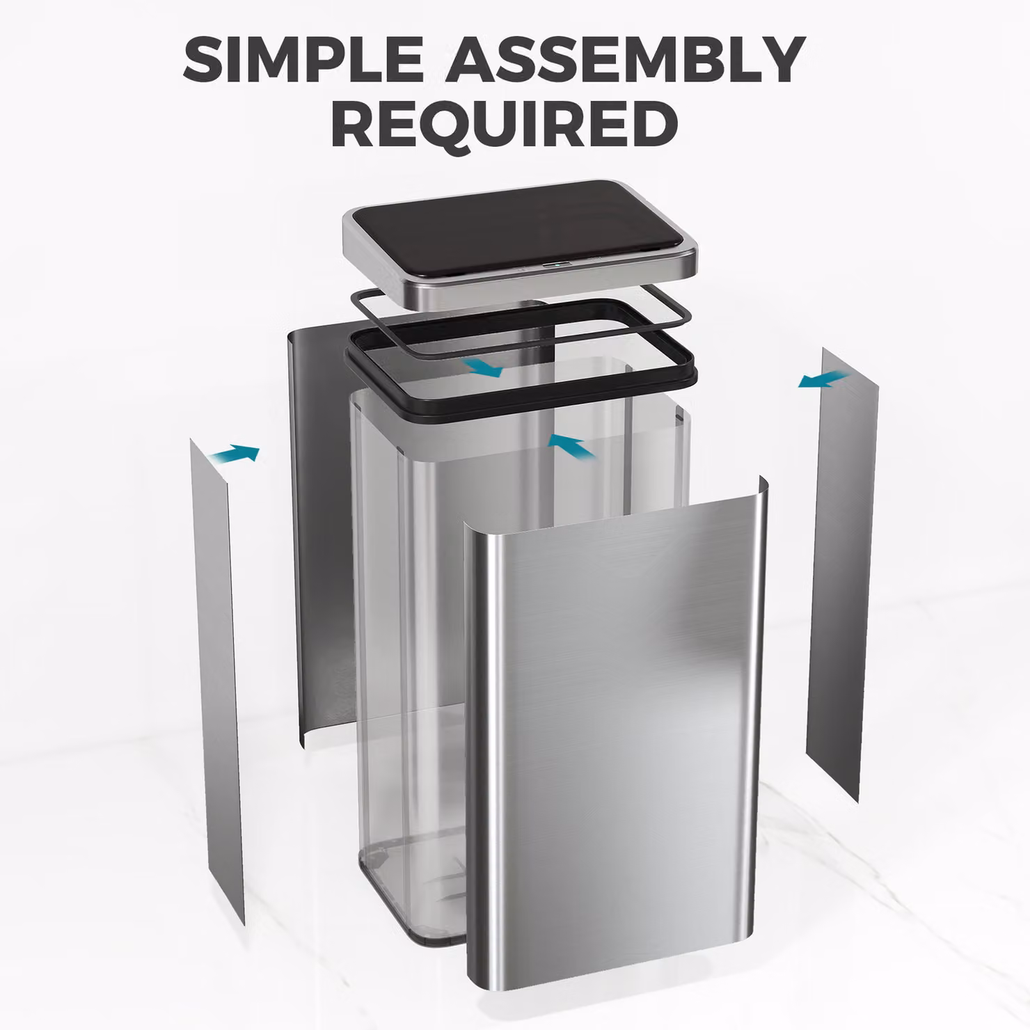 HOMCOM 50L Sensor Bin with Quiet Soft-Close Lid and Fingerprint Resistant Stainless Steel in Silver Tone – 5