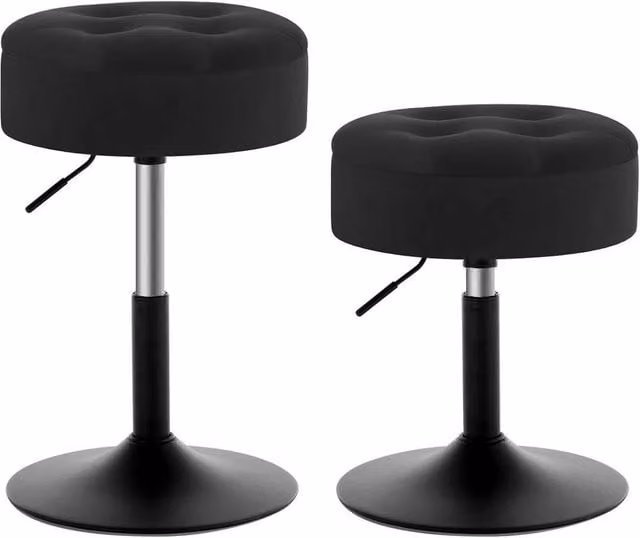 FORGEVIO Set of 2 Height Adjustable Black Bar Stools with Metal Frame and Removable Cover – 1
