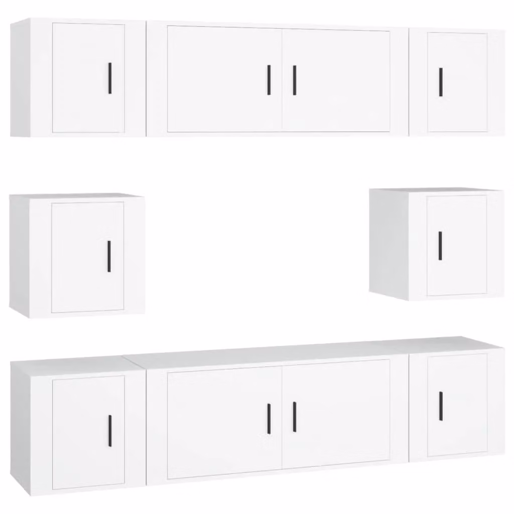 Berkfield Home 8 Piece Classic White TV Cabinet Set in Engineered Wood – 2