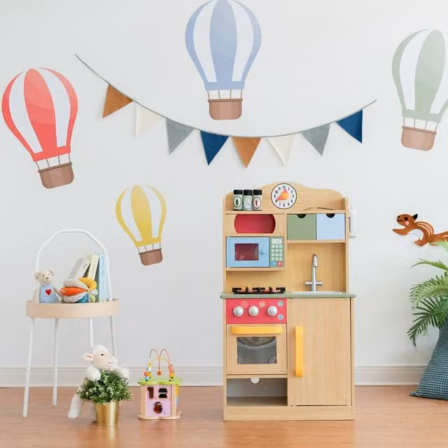 Teamson Kids Interactive Wooden Play Kitchen in Brown