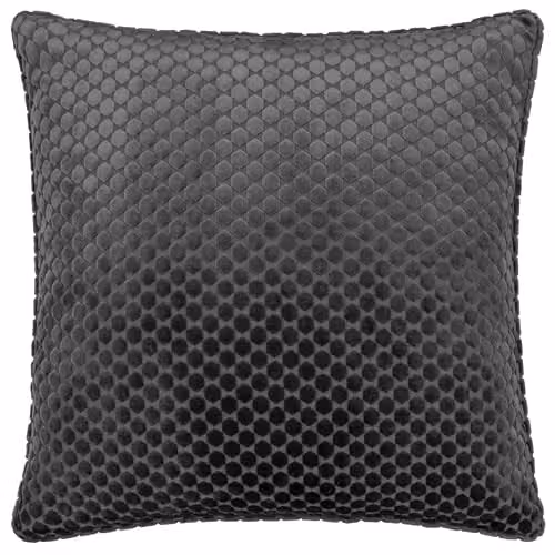 Paoletti Neptune Velvet Square Decorative Cushion in Anthracite Grey, W/D/H: 50 x 50 x 50 cm