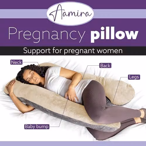 Aamira U Shaped Memory Foam Pregnancy Pillow in Grey and Multicolour Velvet – 2