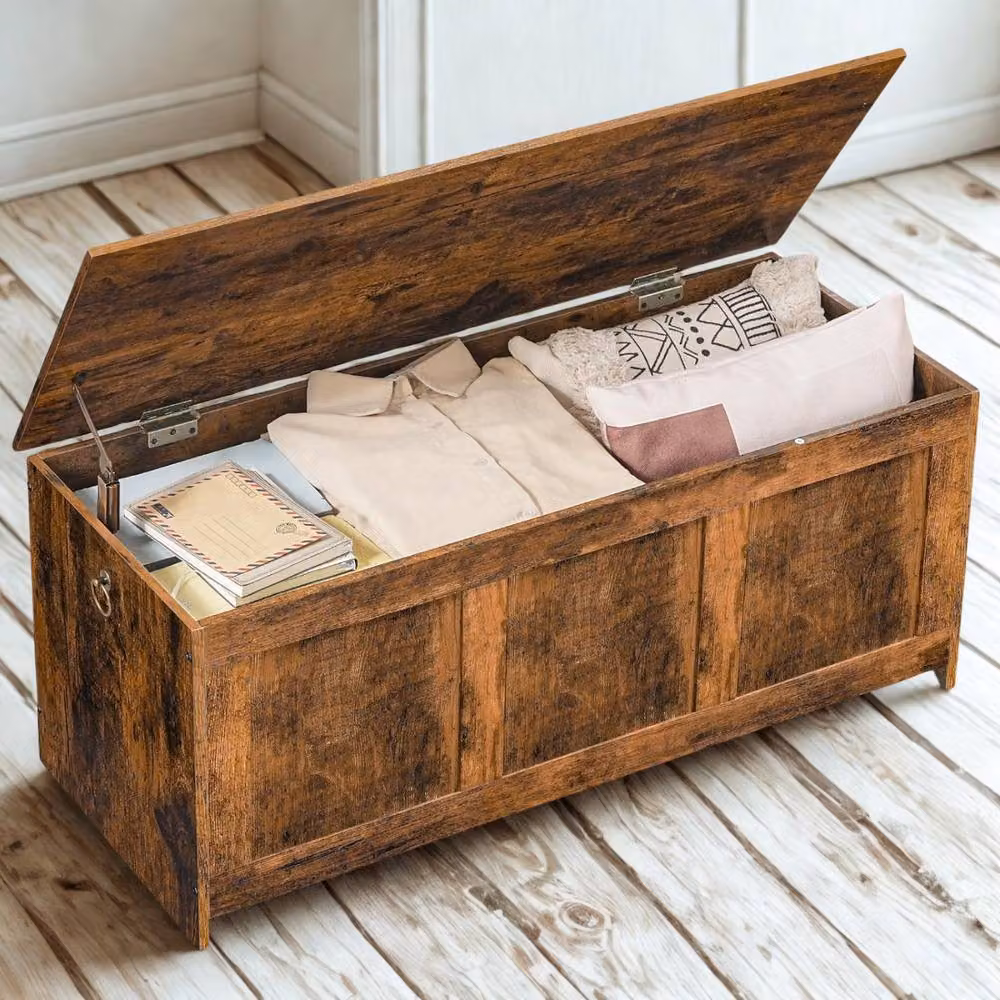 FURNOS Industrial Wooden Storage Box Chest in Rustic Brown, W/D/H: 40 x 41 x 40 cm – 2