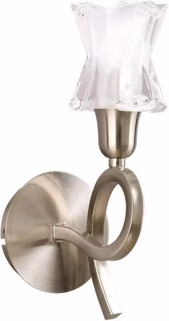 Netlighting Alaska Wall Lamp with Switch, Satin Nickel and Grey Glass, GU10 1 Light – 1