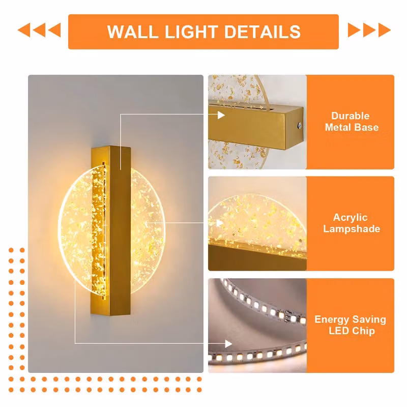 COMELY Modern 12W LED Round Indoor Wall Light in Gold/Brass – 5