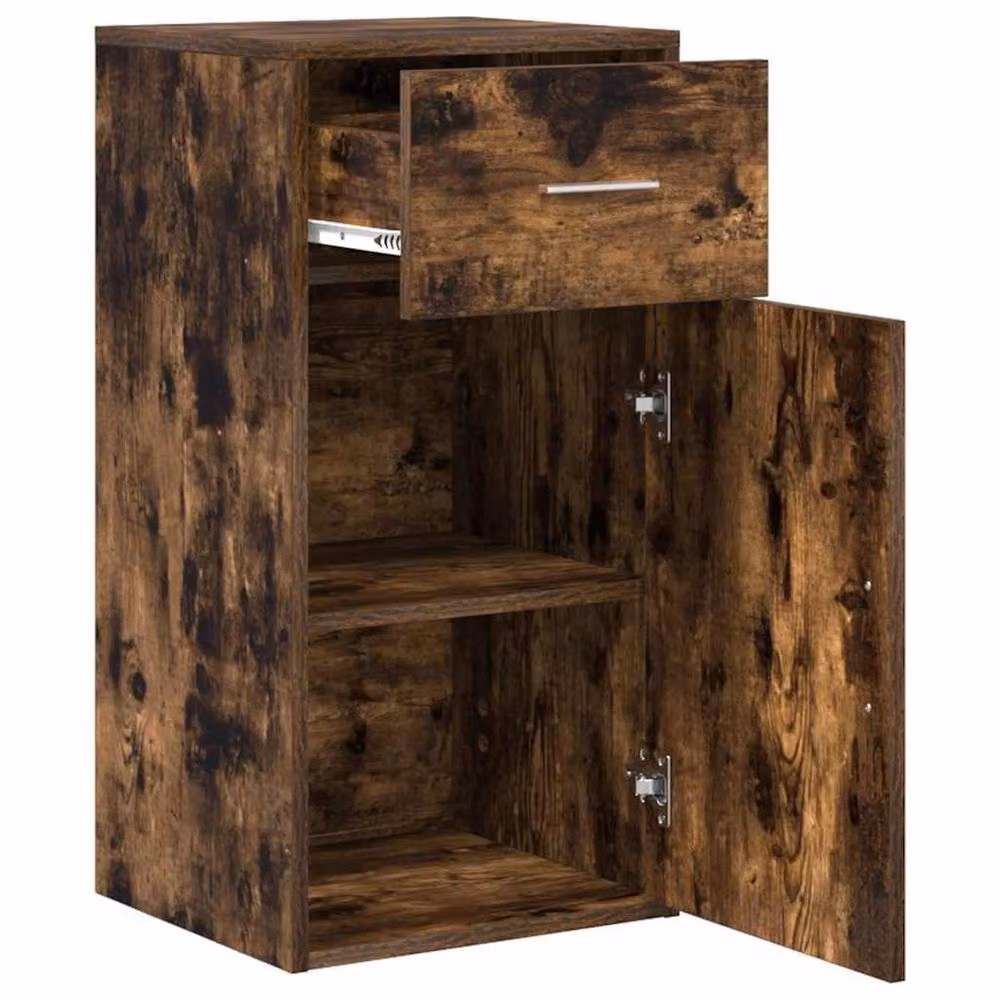 Berkfield Home Smoked Oak Rustic Storage Cabinet in Brown – 4