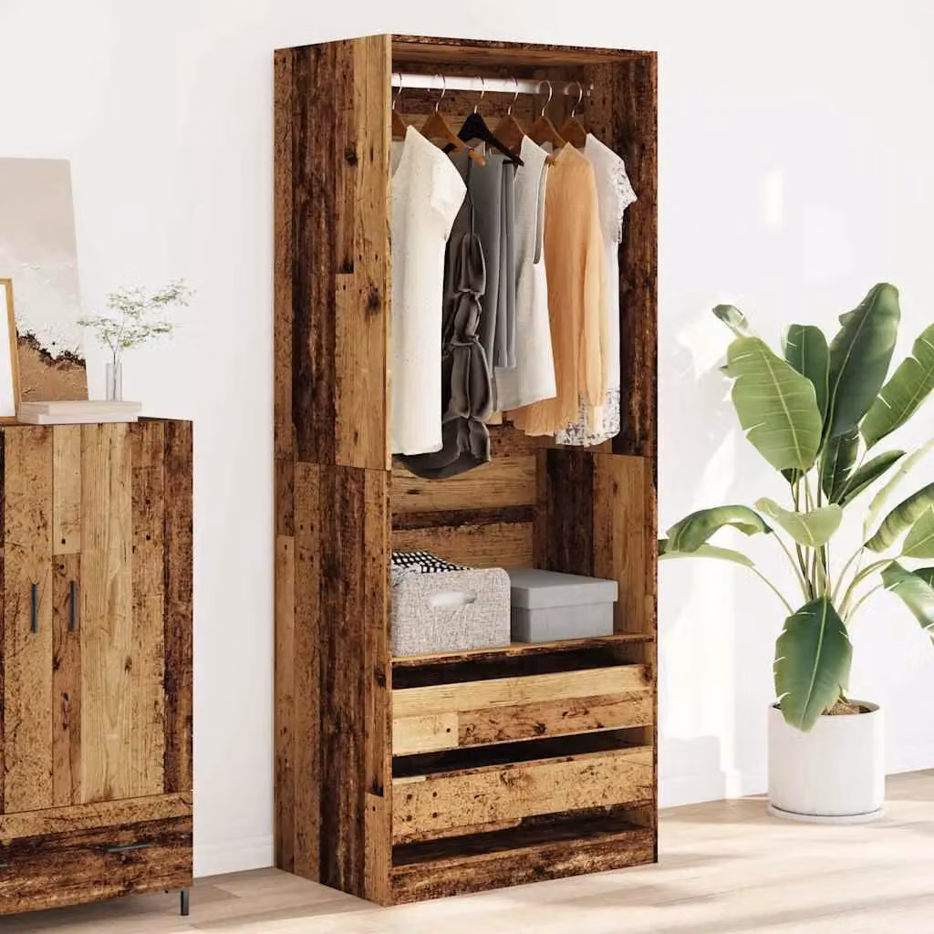 Berkfield Home Old Wood Wardrobe in Brown, W/D/H: 80 x 50 x 200 cm – 3