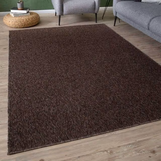 THE RUGS Flex Collection Solid Design Low Pile Extra Large Living Room Rug in Brown, W: 240 cm, D: 340 cm