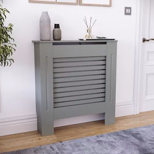 Vida Designs Milton Radiator Cover in Olive Grey, H 82 x W 78 x D 19 cm – 2
