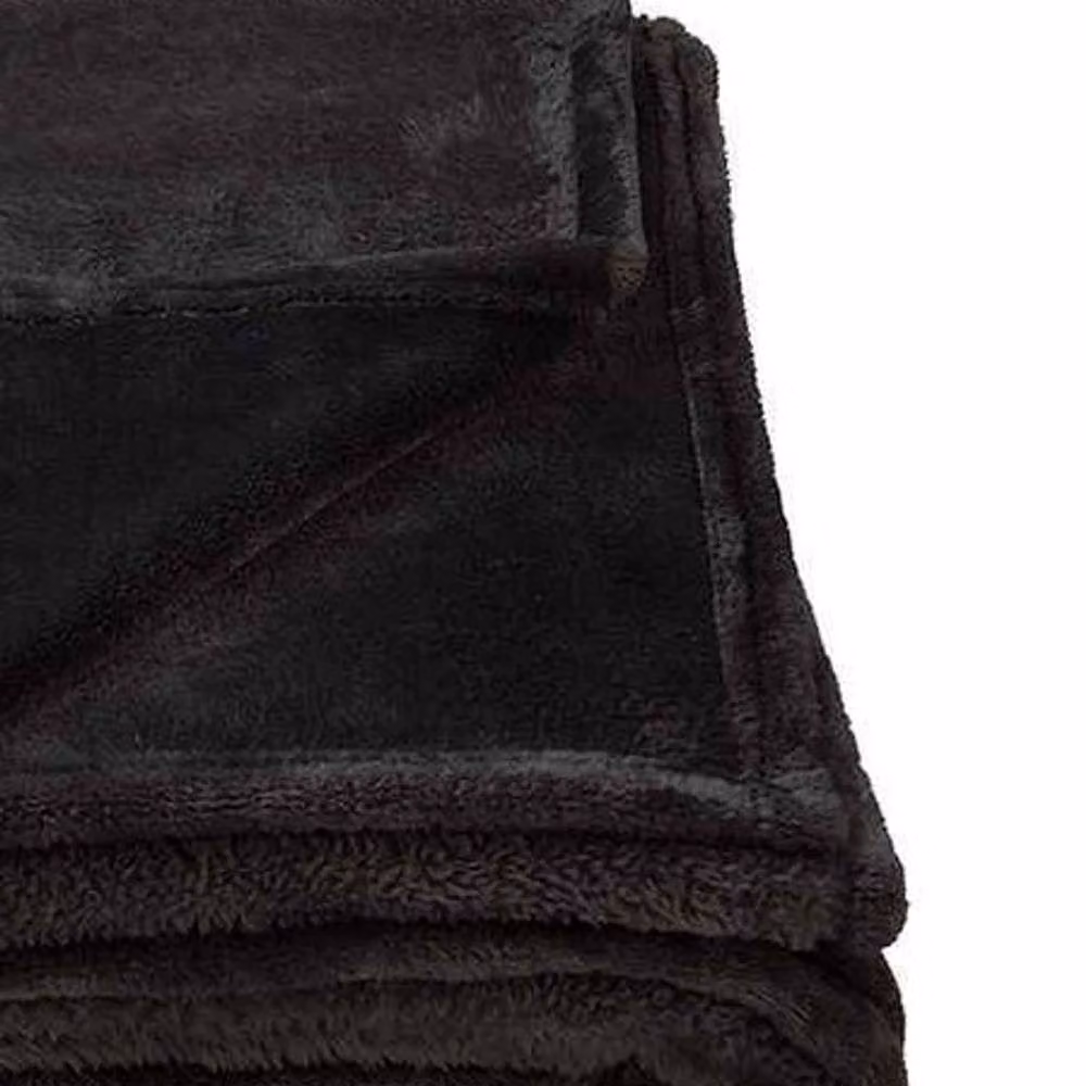 Brand Lab Black Plain Fluffy Fleece Blanket – 2