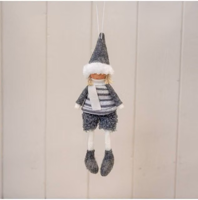 KDMD Grey Hanging Boy Doll in Striped Jumper
