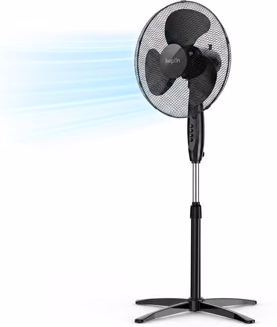 Keplin 16 Inch Oscillating Pedestal Cooling Fan in Black