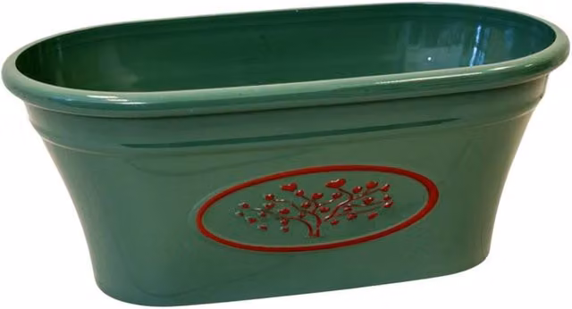 Four Candle Green Love Heart Tree Plastic Oval Trough Planter, 38 cm