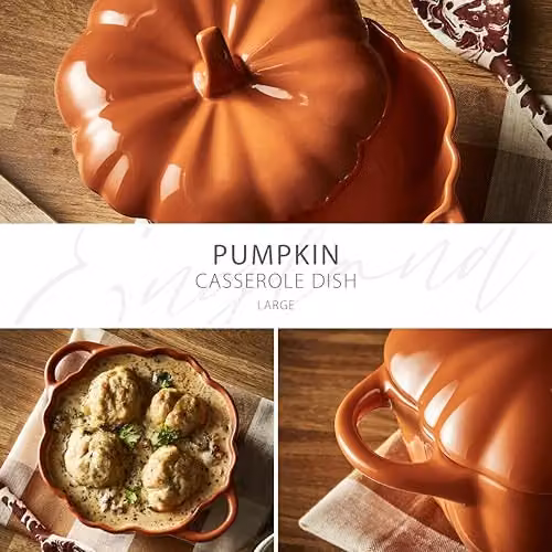 Tower Pumpkin Casserole Dish, Orange Stoneware, 1.1 l, W: 23 cm, D: 22.5 cm, H: 13 cm – 5