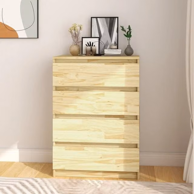 Berkfield Home Side Cabinet in Brown Solid Pinewood, W/D/H: 60 x 36 x 84 cm