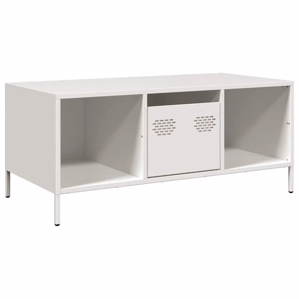 Berkfield Home Industrial White Metal Coffee Table W: 101.5 cm, D: 50 cm, H: 43.5 cm – 2