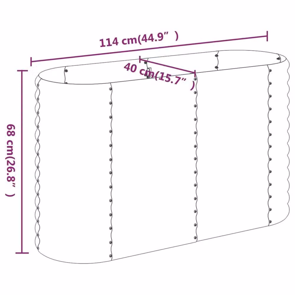 Berkfield Home Garden Brown Powder-coated Steel Raised Bed W/D/H: 114 x 40 x 68 cm – 3