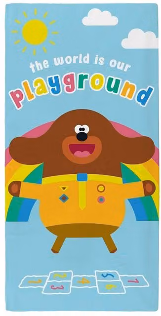 Hey Duggee Multicolour Childrens Cotton Terry Velour Playground Beach Towel W/H: 140 x 70 cm