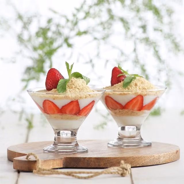 LAV Crema Glass Dessert Bowls, Clear, Pack of 6, 11 cm