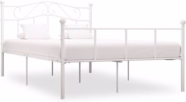 Berkfield Home White Metal Bed Frame, W/D/H: 120 x 200 cm