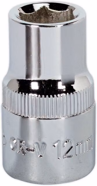 Loops 12mm Forged Steel Drive Socket 1/2 inch Square Drive in Silver Chrome Vanadium