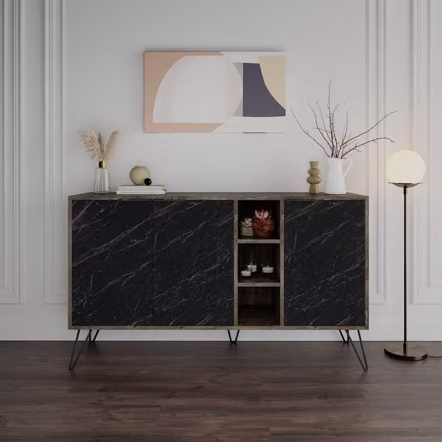 Decortie Clara Console Sideboard Display Unit in Black