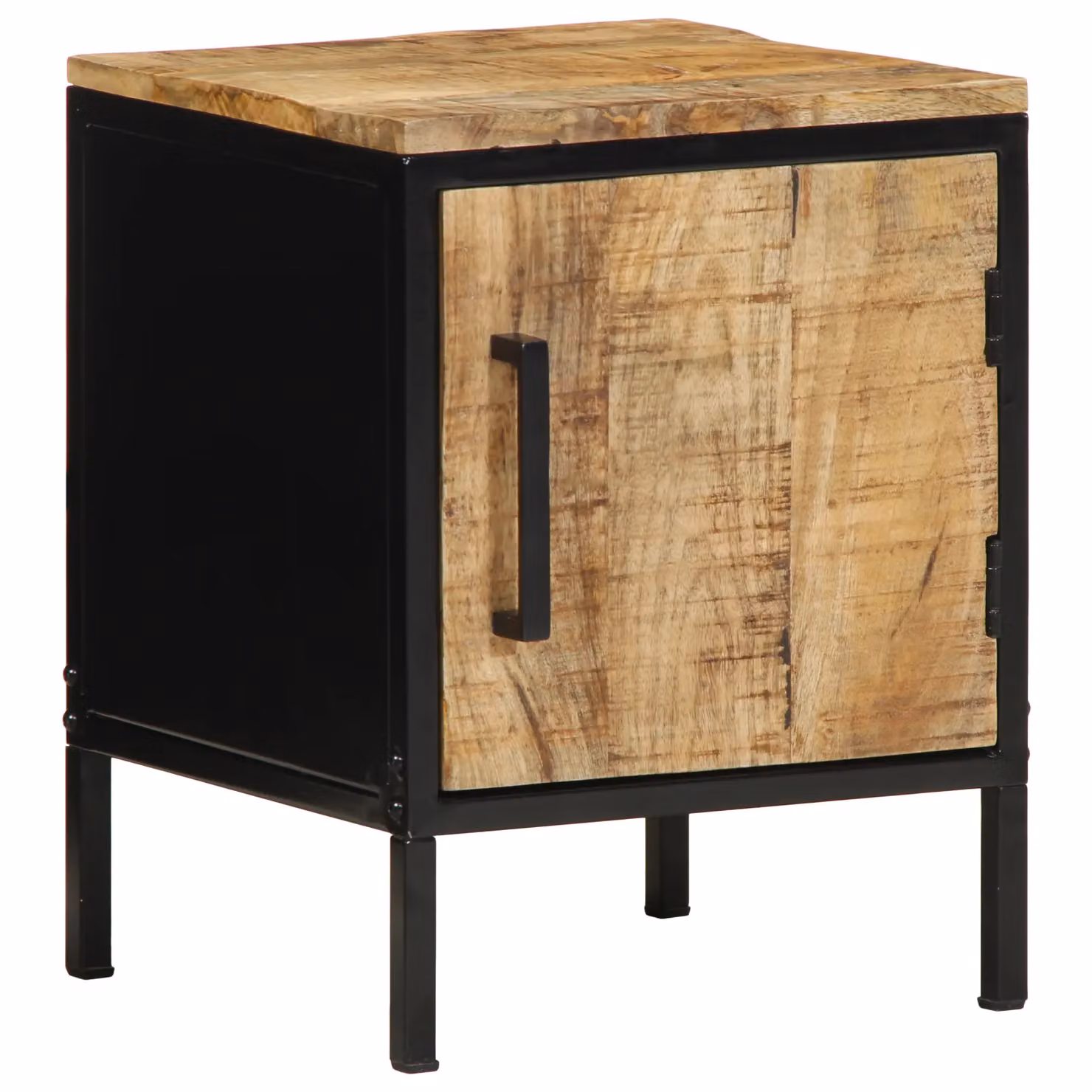 Berkfield Home Set of 2 Rustic Mango Wood and Metal Bedside Cabinets in Brown and Black – 2