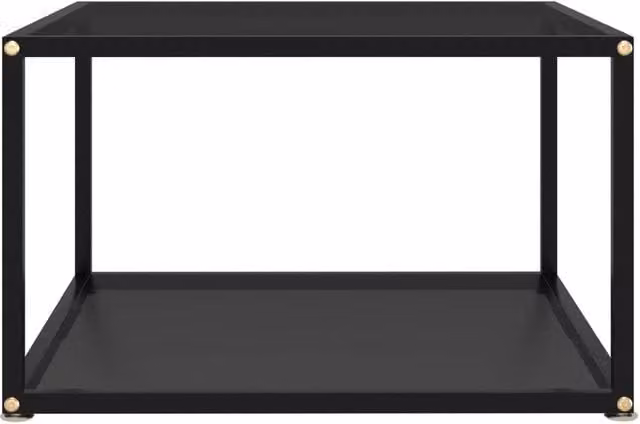 Berkfield Home Modern Black Square Coffee Table with Tempered Glass and Metal Legs W/D/H: 60 x 60 x 35 cm – 1