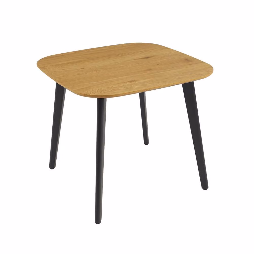 Sweekeek Square 4-Seater Dining Table with Brown Wood Effect Top and Black Metal Legs – 2