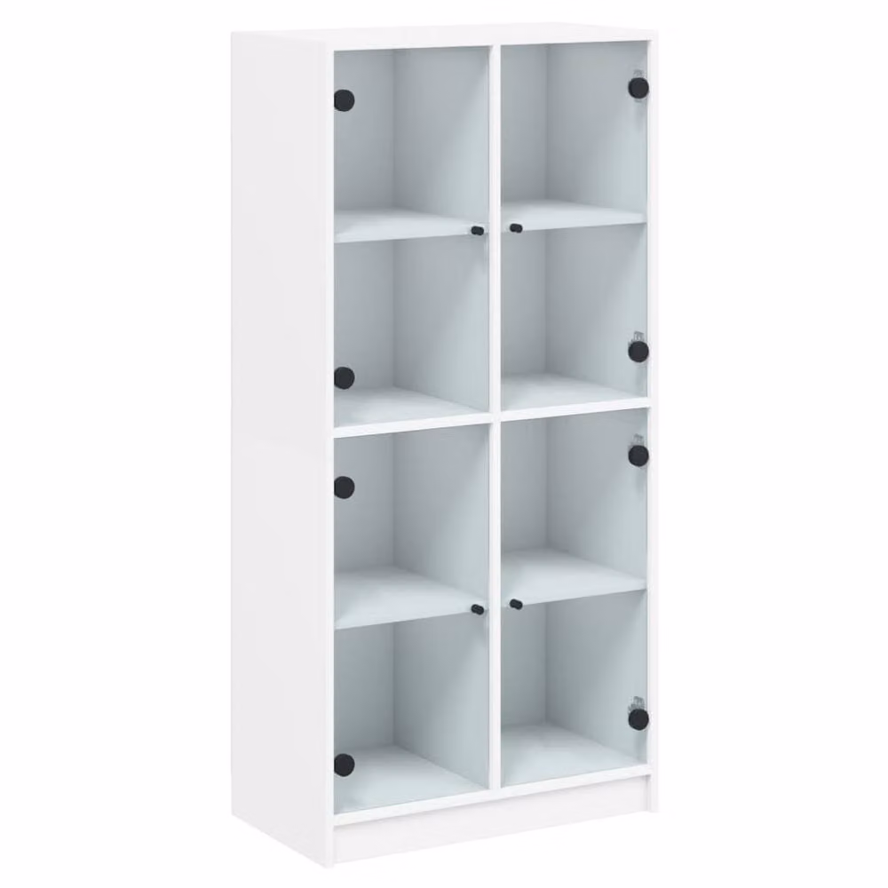 Berkfield Home Modern White Highboard with Glass Doors and Internal Shelves, W/D/H: 68 x 37 x 142 cm – 2