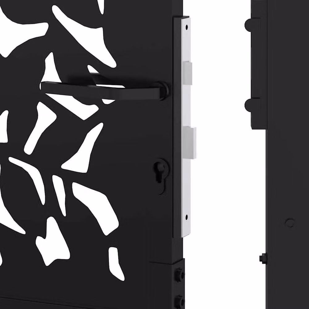 Berkfield Home Black Steel Leaf Design Garden Gate W: 105 cm, H: 180 cm – 5