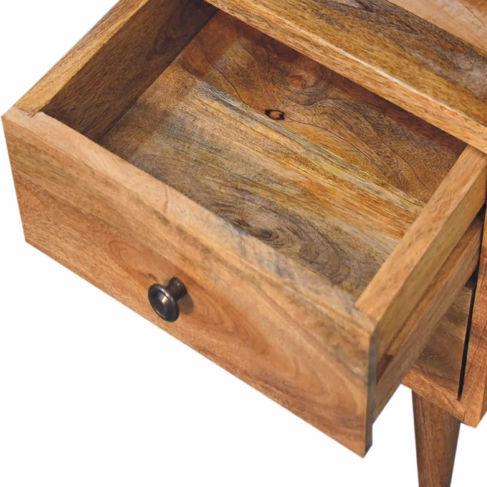 Direct Wicker Classic Mango Wood Bedside Table with 2 Drawers and Open Slot in Brown – 4
