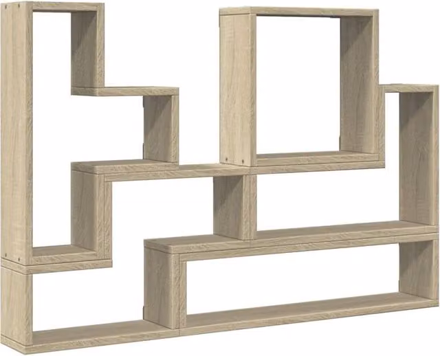 Berkfield Home Sonoma Oak Wall Shelf in Light Tan, W/D/H: 96 x 12 x 64 cm